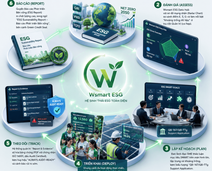 Lộ trình 6 Bước Xây Dựng Hệ Sinh Thái Wsmart ESG Cho SME Việt